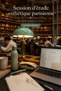 Espace d'étude esthétique à Paris avec lumière naturelle et décoration inspirante.