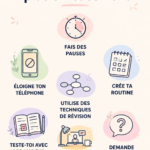 Élève concentré dans un espace de révision organisé