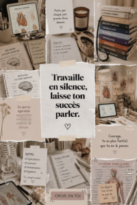 Un fond d'écran motivant pour les étudiants en médecine, avec des éléments esthétiques apaisants.