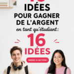 Un étudiant souriant avec un ordinateur portable travaillant sur un projet pour gagner de l'argent.