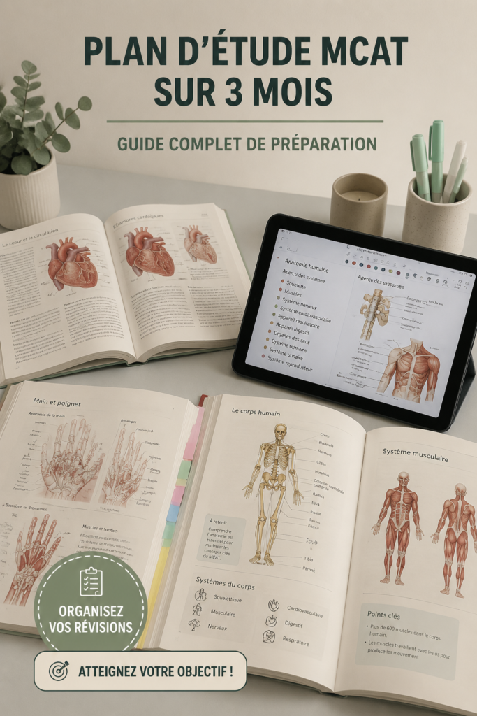 Plan d'étude de 3 mois pour le MCAT avec des conseils de préparation.