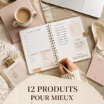 Image de produits d'organisation divers sur un bureau soigné.