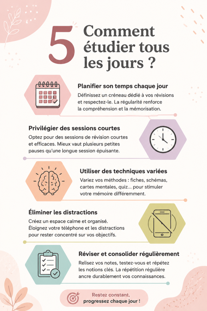Etudiant cherchant des astuces pour établir une routine d'étude quotidienne.