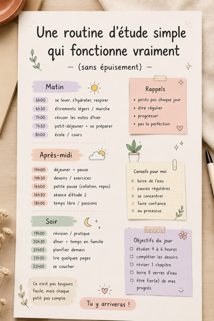 Étudiant appliqué travaillant sur une méthode d'étude simplifiée