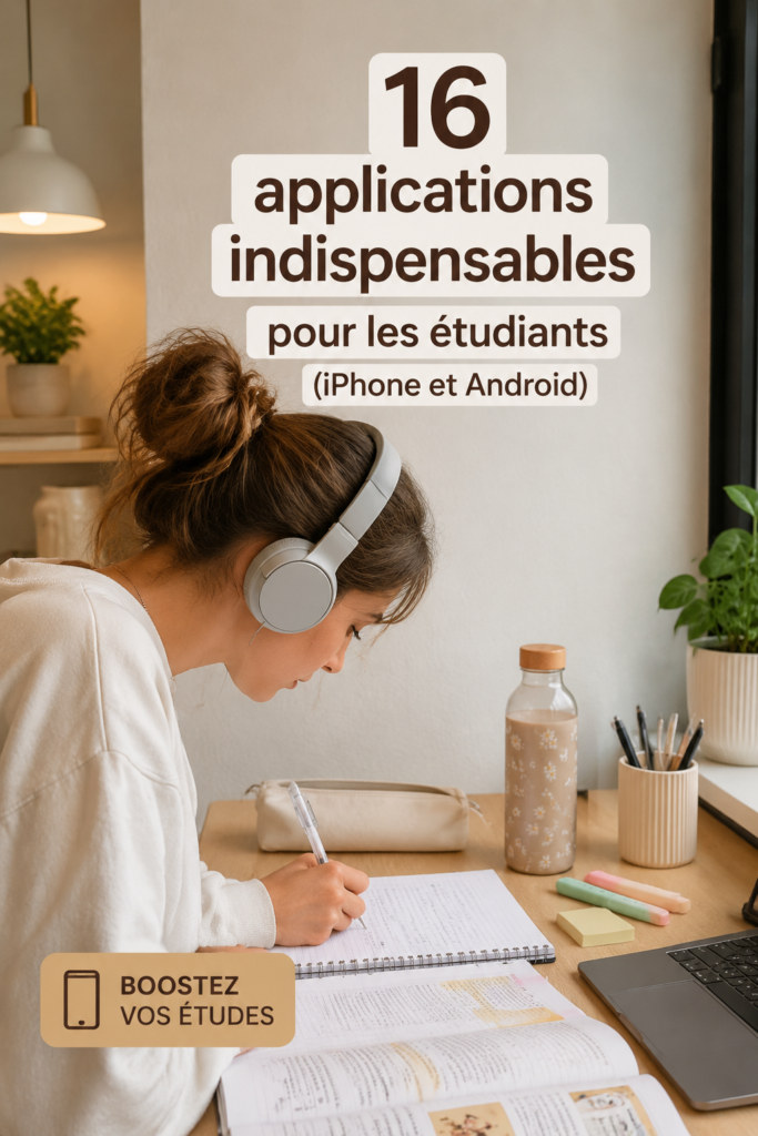 Capture d'écran d'applications essentielles pour étudiants sur un smartphone