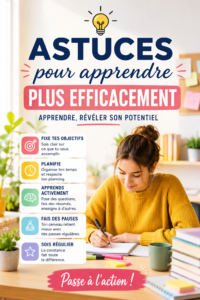 Un étudiant concentré sur ses études avec des notes et des livres autour de lui, illustrant les techniques d'apprentissage.