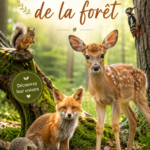 Illustration d'animaux de la forêt, représentant la biodiversité et l'écosystème forestier.