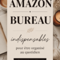 Espace de travail pour étudiant avec accessoires Amazon sur un bureau moderne.