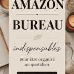 Espace de travail pour étudiant avec accessoires Amazon sur un bureau moderne.