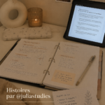 Un étudiant travaillant dans un espace d'étude bien organisé et inspirant.