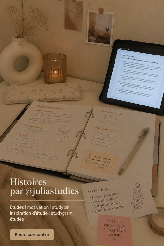 Un étudiant travaillant dans un espace d'étude bien organisé et inspirant.