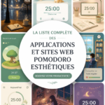 Capture d'écran d'une application Pomodoro sur un smartphone avec une interface esthétique.