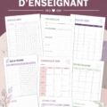 Un ensemble de modèles gratuits pour enseignants sur un bureau, illustrant une organisation de classe efficace.