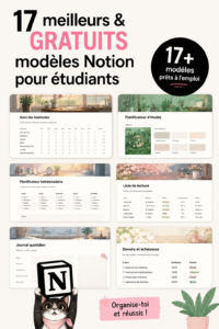 Capture d'écran d'un modèle Notion pour étudiants, illustrant son interface et ses fonctionnalités.