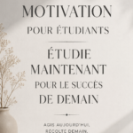 Un étudiant motivé en train d'étudier dans un espace lumineux avec des notes et un ordinateur.