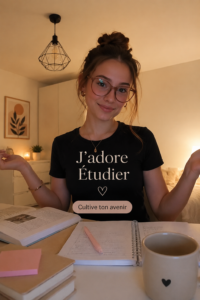 Un étudiant concentré et motivé à son bureau d'étude.