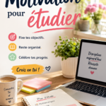 Étudiant motivé en train d'étudier sur un bureau rempli de livres