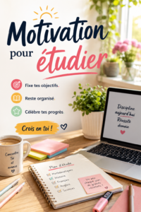 Étudiant motivé en train d'étudier sur un bureau rempli de livres