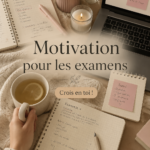 Un étudiant concentré sur ses révisions pour des examens avec des livres et un ordinateur
