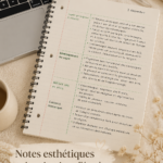 Des notes d'étude esthétiquement présentées avec des couleurs pastel et des illustrations.