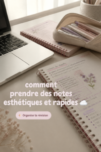 Prise de notes esthétiques sur un bureau avec des fournitures colorées
