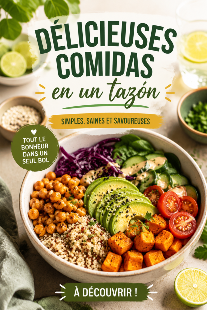 Un bol rempli de légumes frais et de céréales, représentant un repas équilibré
