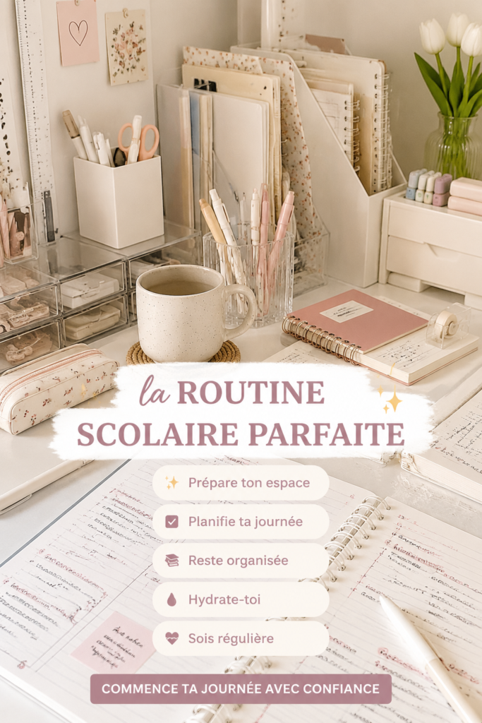 Élève se préparant le matin avec une routine organisée et calme.