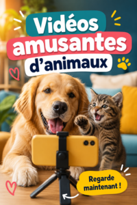 Un chat et un chien jouant ensemble et se comportant de manière drôle.