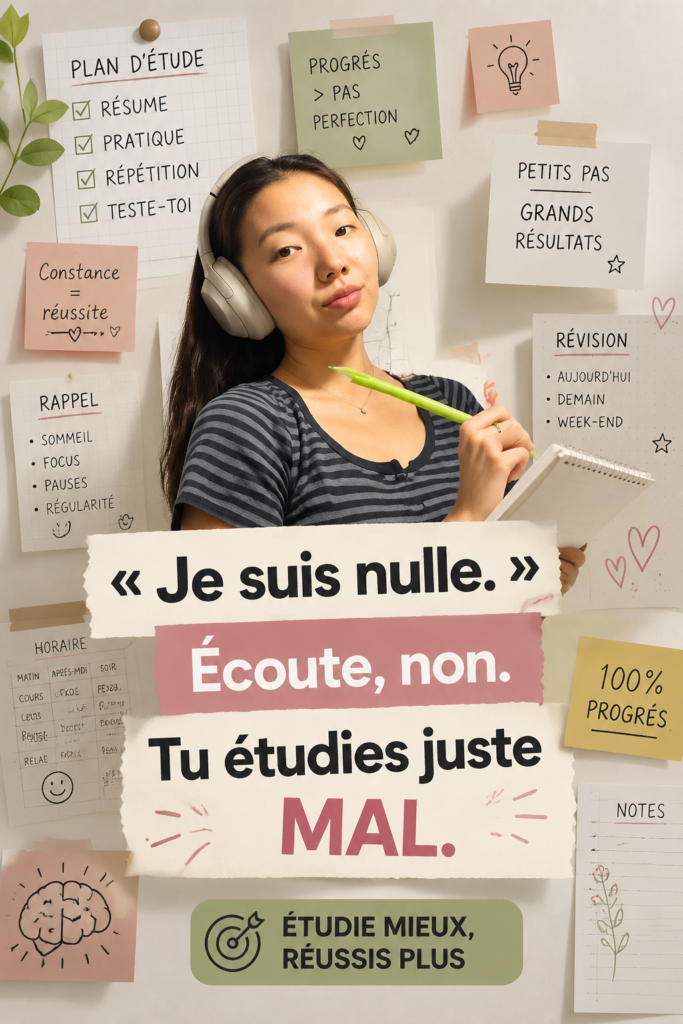Un étudiant concentré en train de réviser avec des notes et un ordinateur.