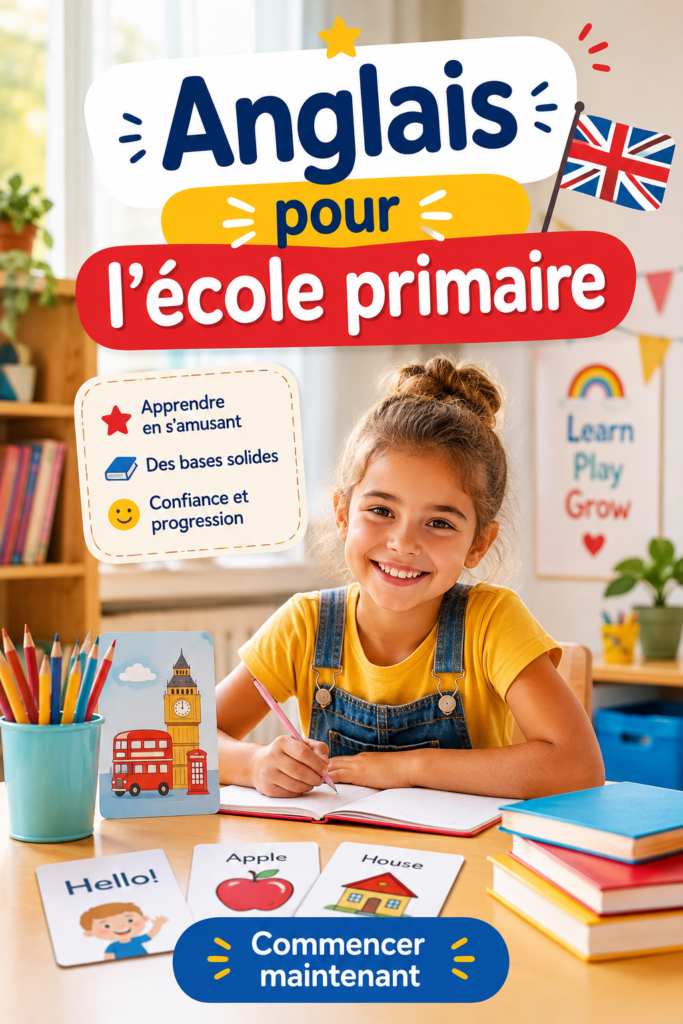 Un enfant souriant en train d'apprendre l'anglais avec des jeux éducatifs.