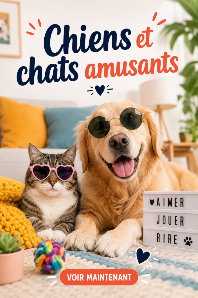 Un chien et un chat jouant ensemble dans le jardin, capturant un moment amusant.