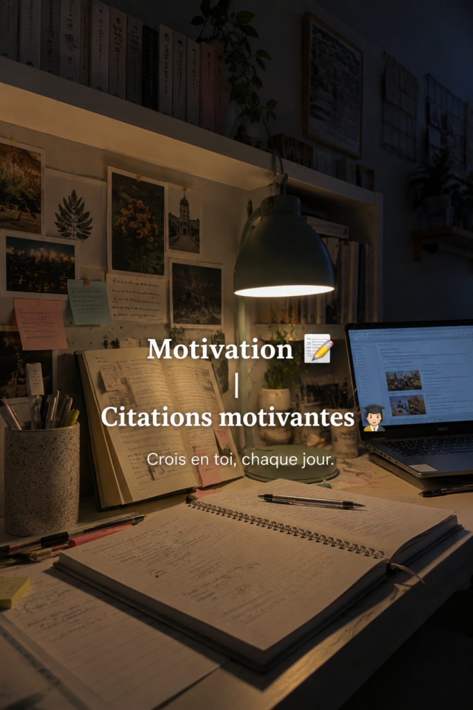 Une citation motivante sur un fond inspirant, symbolisant la productivité étudiante.