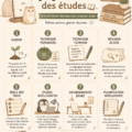 Étudiant utilisant des méthodes d'étude japonaises, entouré de livres et de fournitures scolaires.
