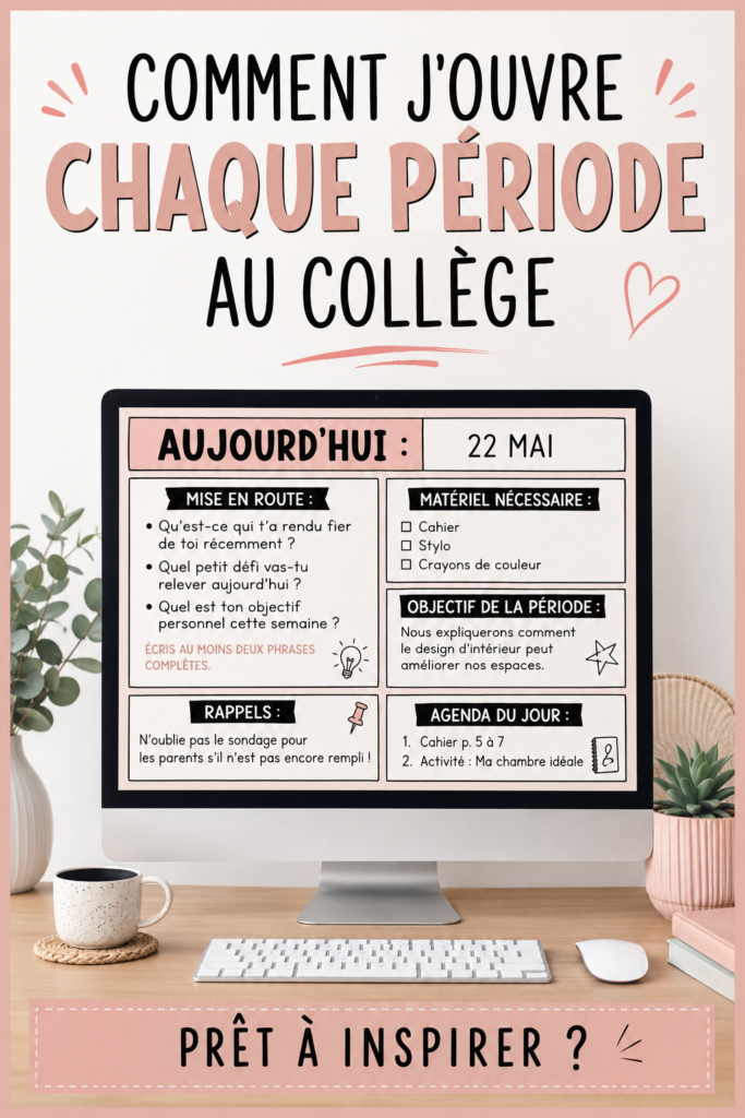 Un enseignant commence son cours avec une méthodologie engageante au collège.