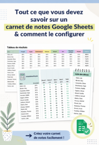 Capture d'écran d'un carnet de notes organisé sur Google Sheets