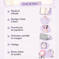 Un bureau étudiant bien organisé avec des fournitures et du matériel essentiel.
