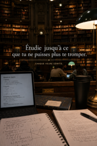 Étudiant concentré en train d'étudier avec des livres et un ordinateur.