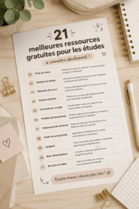 Imprimables gratuits pour étudiants sur un bureau étudiant