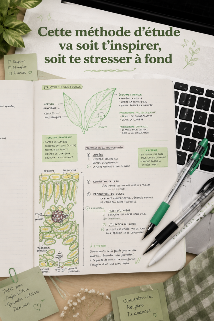 Étudiant utilisant une méthode d'étude inspirante
