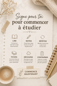 Étudiante utilisant une méthode d'étude efficace pour améliorer sa productivité