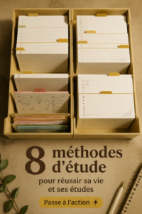 Une étudiante appliquée utilisant différentes méthodes d'étude pour réussir à l'université.