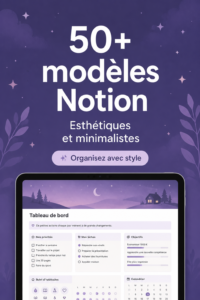 Capture d'écran d'un modèle Notion esthétique pour l'organisation d'études.