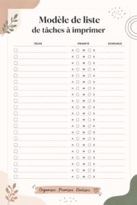 Modèle de liste de tâches imprimable pour étudiants, favorisant une meilleure organisation.