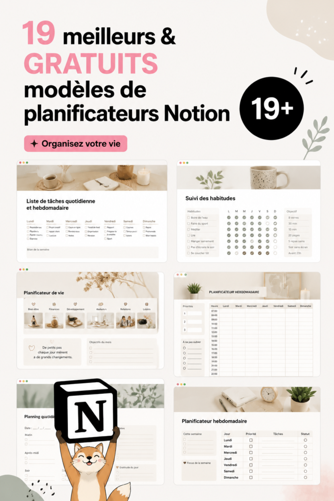 Modèles gratuits de planificateurs Notion pour étudiants