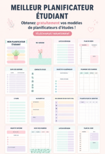 Un étudiant utilisant un modèle d'organisation pour planifier ses études
