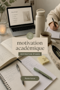 Un étudiant concentré sur ses études, entouré de matériel scolaire organisé, symbolisant la motivation académique.