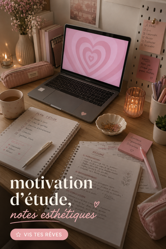 Etudiante écrivant des notes esthétiques pour améliorer sa motivation
