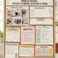 Exemple de la planification hebdomadaire sur Notion avec des sections claires et colorées pour une organisation optimale.