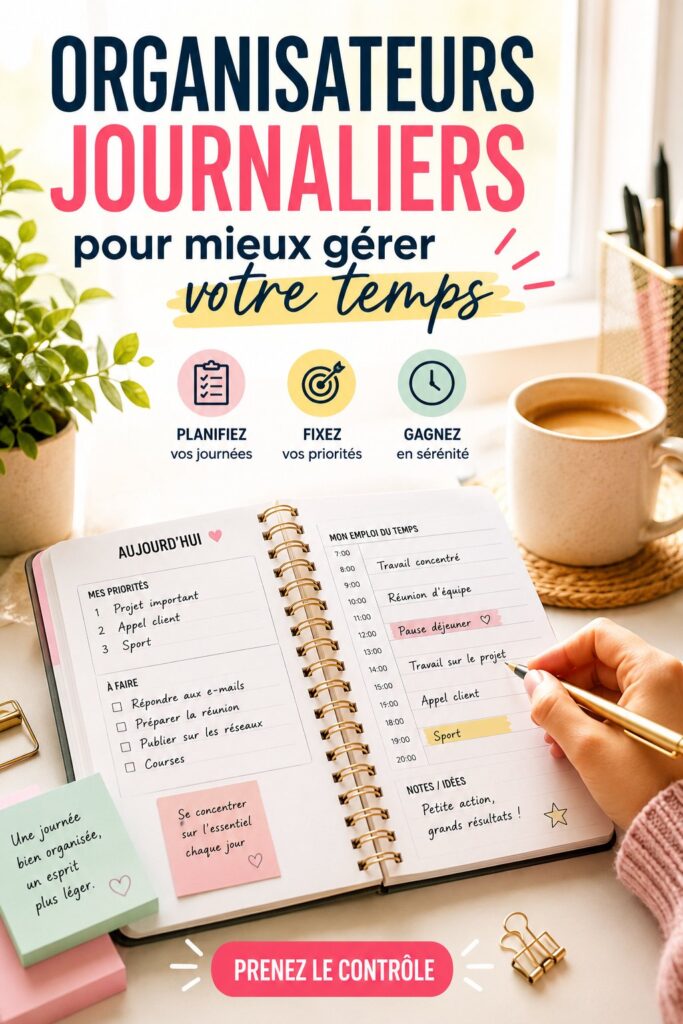 Un organisateur journalier sur un bureau d'étudiant avec des fournitures scolaires.