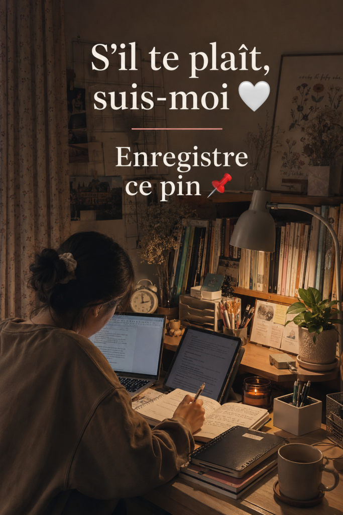 Jeune étudiante concentrée, prenant des notes sur son ordinateur pour mieux s'organiser.